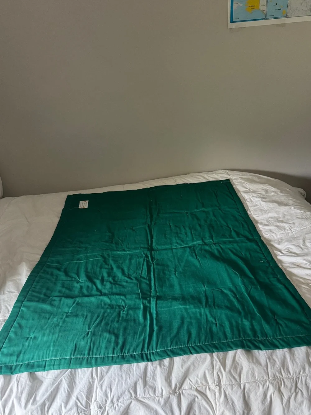 Handmade Green Patchwork Quilt 44x38 - Vintage Style Gingham Checkered Lap Quilt